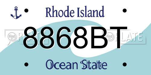 8868BT Rhode Island License Plate