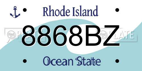 8868BZ Rhode Island License Plate