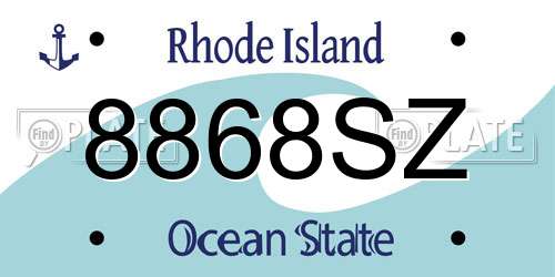 8868SZ Rhode Island License Plate