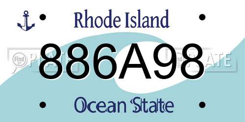 886A98 Rhode Island License Plate