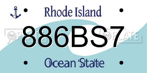 886BS7 Rhode Island License Plate