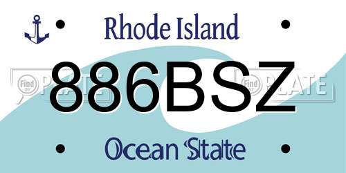 886BSZ Rhode Island License Plate