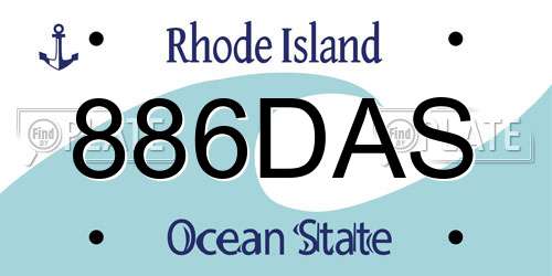 886DAS Rhode Island License Plate