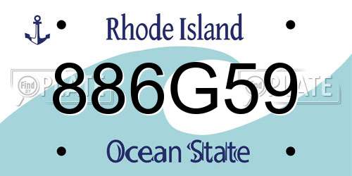 886G59 Rhode Island License Plate