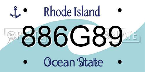 886G89 Rhode Island License Plate