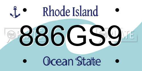886GS9 Rhode Island License Plate