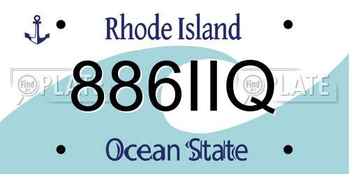 886IIQ Rhode Island License Plate