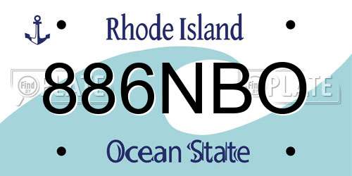 886NBO Rhode Island License Plate