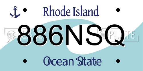 886NSQ Rhode Island License Plate