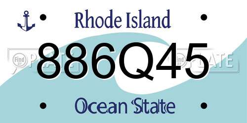 886Q45 Rhode Island License Plate