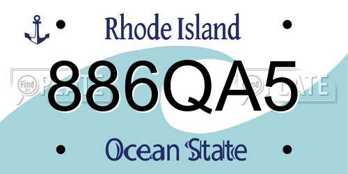 886QA5 Rhode Island License Plate