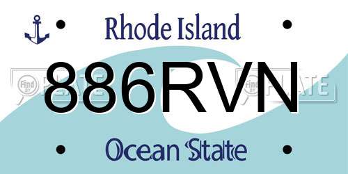 886RVN Rhode Island License Plate