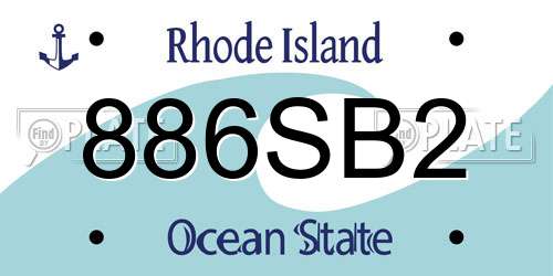 886SB2 Rhode Island License Plate