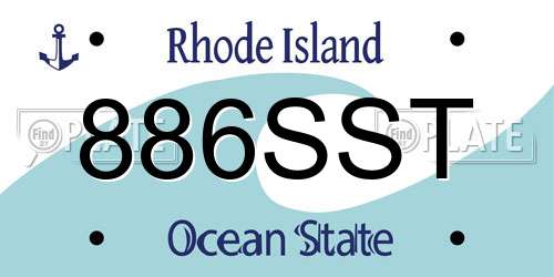 886SST Rhode Island License Plate