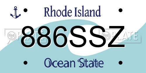 886SSZ Rhode Island License Plate