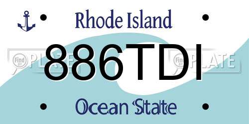 886TDI Rhode Island License Plate