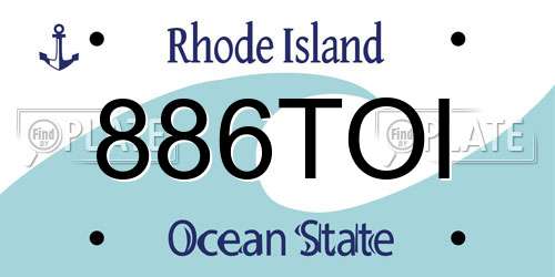 886TOI Rhode Island License Plate