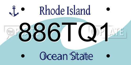 886TQ1 Rhode Island License Plate