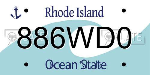 886WD0 Rhode Island License Plate