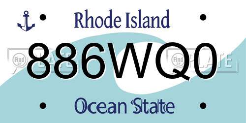 886WQ0 Rhode Island License Plate