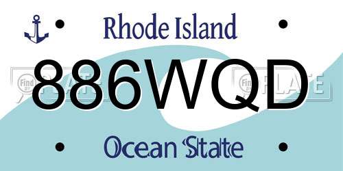 886WQD Rhode Island License Plate