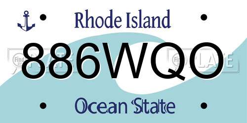 886WQO Rhode Island License Plate