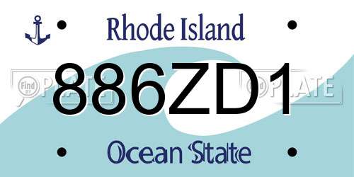 886ZD1 Rhode Island License Plate