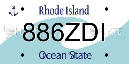 886ZDI Rhode Island License Plate