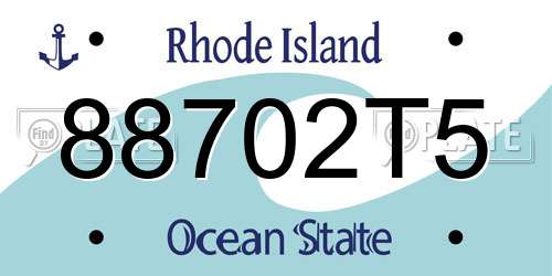 88702T5 Rhode Island License Plate