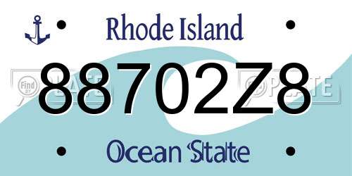 88702Z8 Rhode Island License Plate