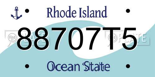 88707T5 Rhode Island License Plate