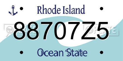 88707Z5 Rhode Island License Plate