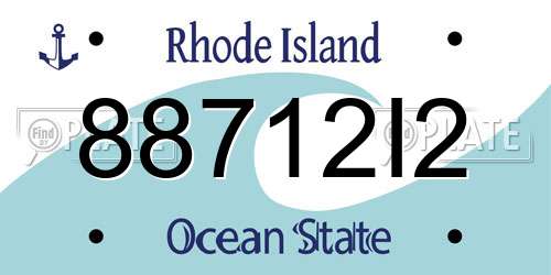 88712I2 Rhode Island License Plate