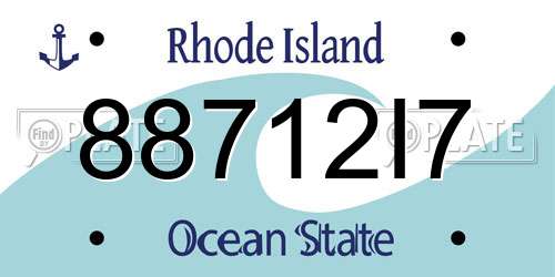 88712I7 Rhode Island License Plate