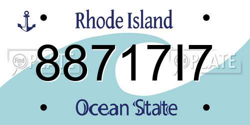 88717I7 Rhode Island License Plate