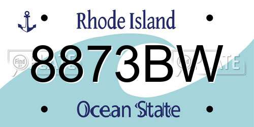 8873BW Rhode Island License Plate