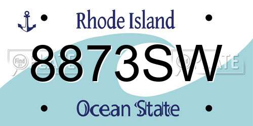 8873SW Rhode Island License Plate