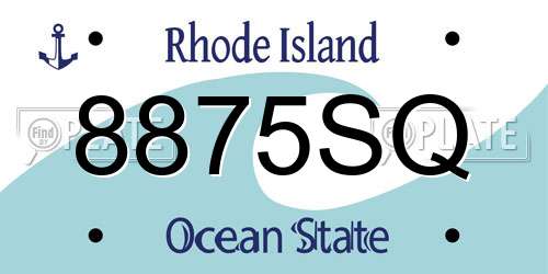 8875SQ Rhode Island License Plate