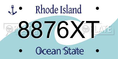 8876XT Rhode Island License Plate