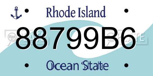 88799B6 Rhode Island License Plate