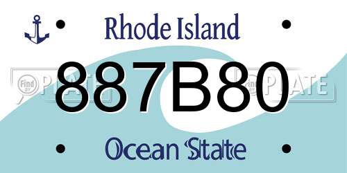 887B80 Rhode Island License Plate