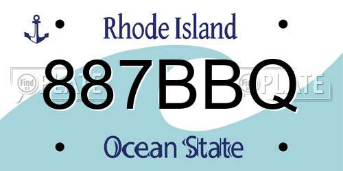 887BBQ Rhode Island License Plate