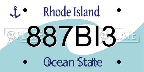 887BI3 Rhode Island License Plate