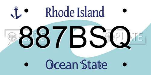 887BSQ Rhode Island License Plate