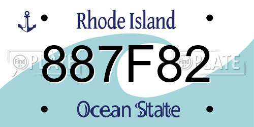 887F82 Rhode Island License Plate