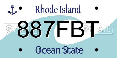 887FBT Rhode Island License Plate