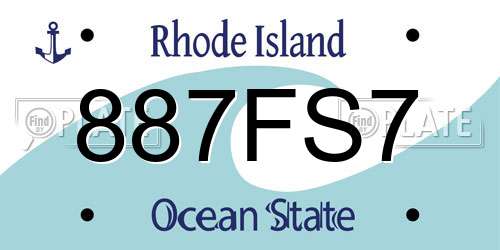 887FS7 Rhode Island License Plate