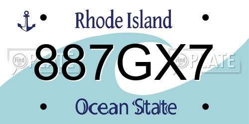 887GX7 Rhode Island License Plate
