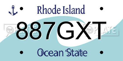 887GXT Rhode Island License Plate