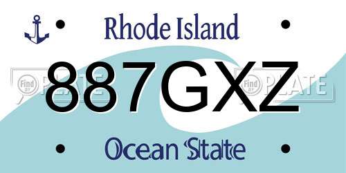 887GXZ Rhode Island License Plate